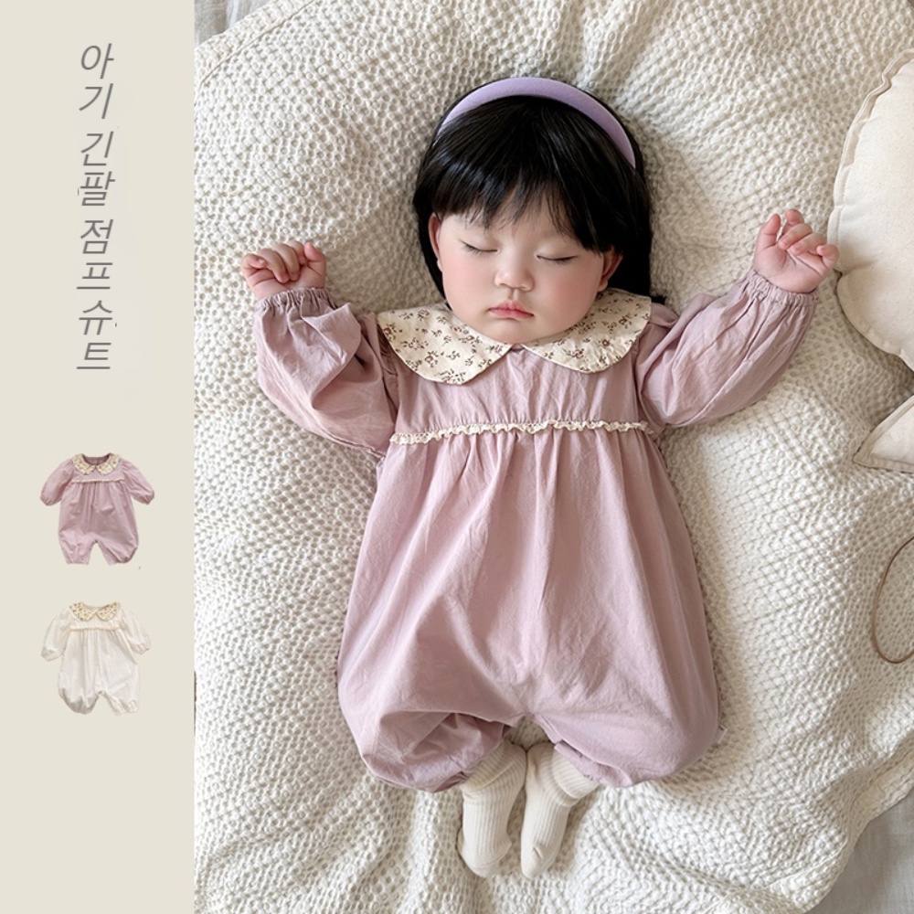 Áo Liền Quần Tay Dài In Hoa Dành Cho Bé Gái 0-3 Tuổi