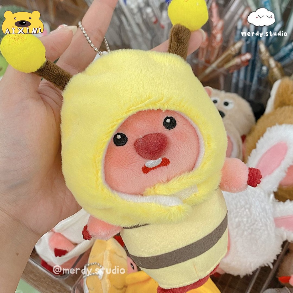 🔥Loopy Móc khoá🔥15cm Móc khoá Gấu Bông Hải ly Loopy mũ Gấu Dâu Lotso- Mũ thỏ- Mũ chó xinh xăn AIXINI