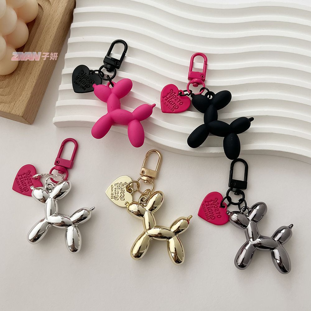 Móc khóa trái tim thiết kế bong bóng tạo hình chú cún ngộ nghĩnh đáng yêu 4.6x4.7cm