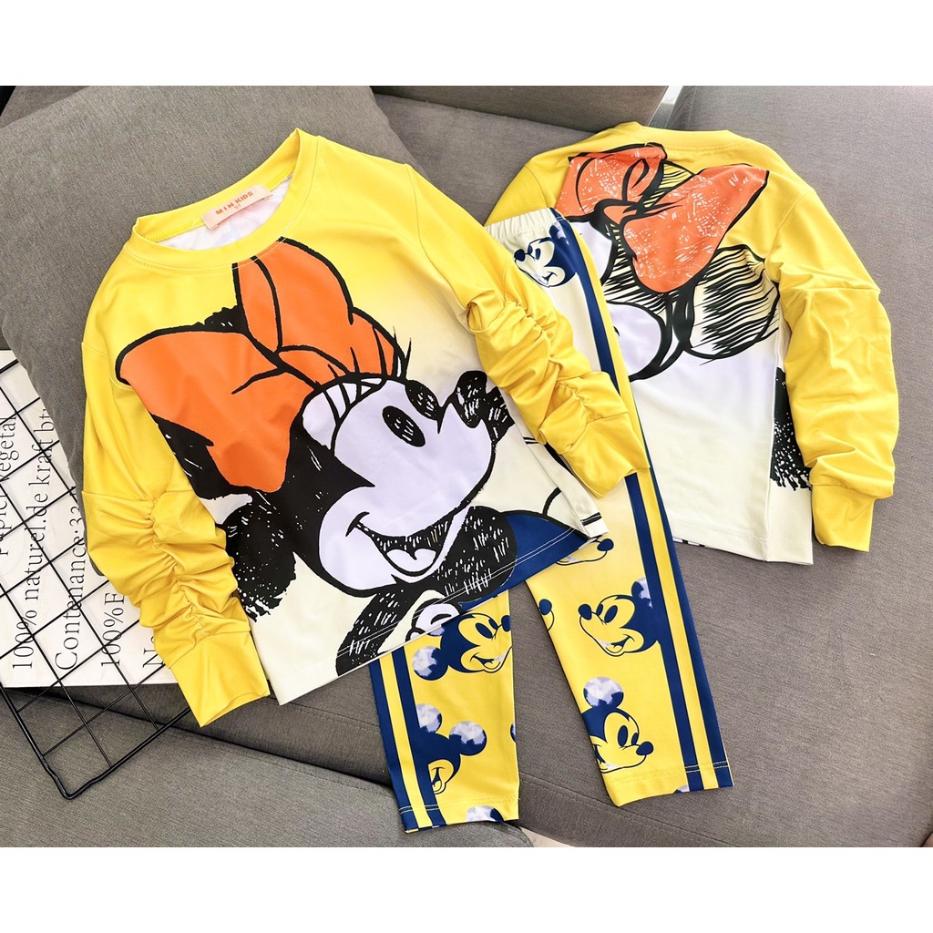 12kg-40kg Đồ bộ dài tay cho bé gái gấu dâu size đại thun lạnh chính phẩm in 3D - bộ thu đông bé gái