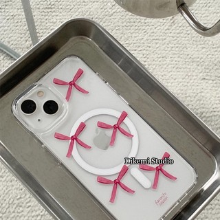 Ốp Điện Thoại Đính Nơ Hồng Phong Cách Hàn Quốc Cho Iphone 15pro / 14promax / 13 / 12 / 11
