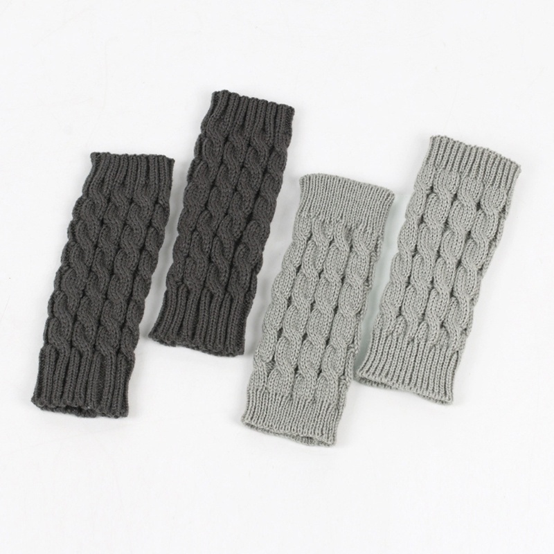 Psy Găng Tay Len Hở Ngón Màu Trơn Giữ Ấm Mùa Đông Cho Người Lớn