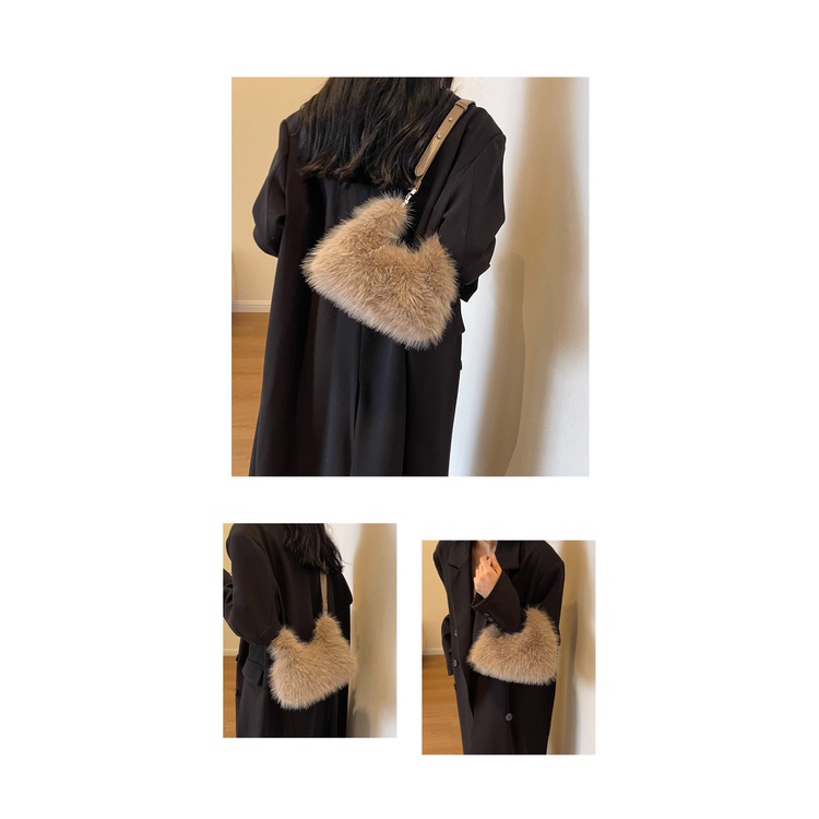 Túi Xách Đeo Chéo Phủ Lông Thời Trang Thu Đông 2023 Dễ Thương Cho Nữ