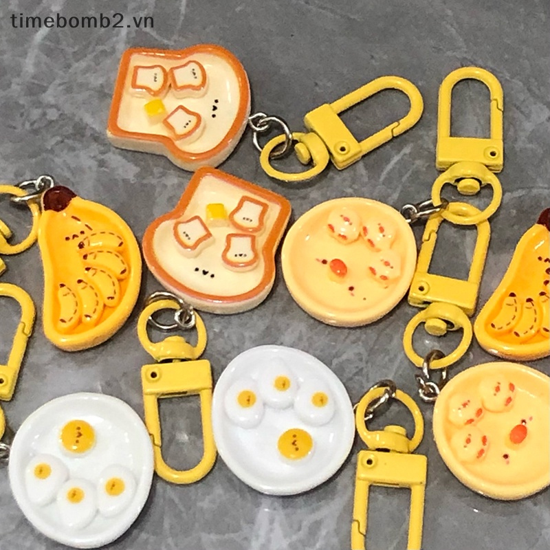 Móc Khóa Trang Trí Ba Lô / Túi Xách Hình Bánh Mì Trứng / Chuối Hoạt Hình Sáng Tạo Dễ Thương ~
