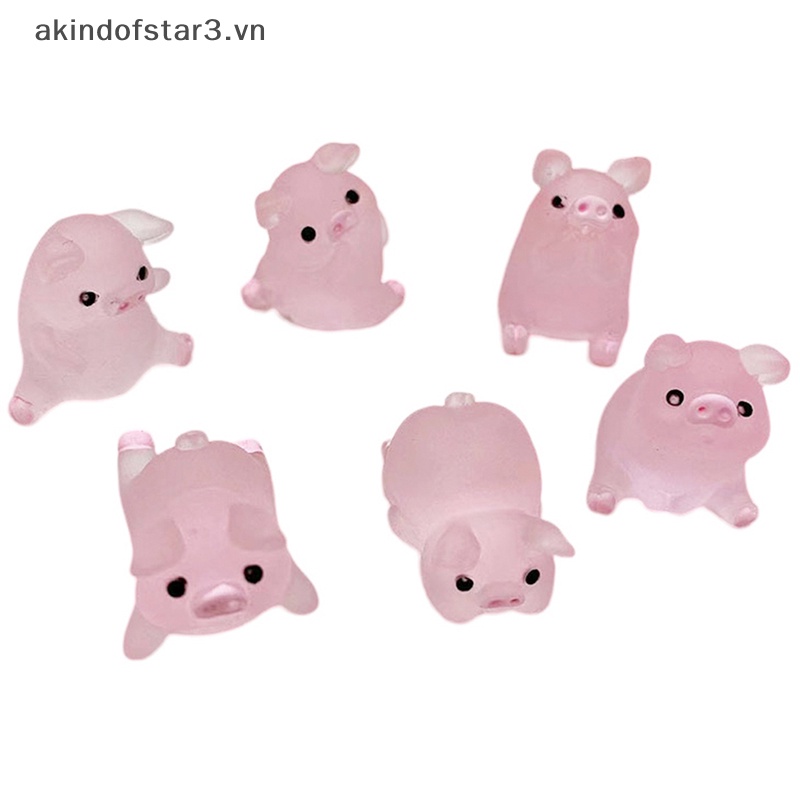 Set 1 / 5 Tượng Heo mini Bằng Nhựa resin Phát Quang Trang Trí Bảng Điều Khiển Xe Hơi diy {akindofstar3.vn