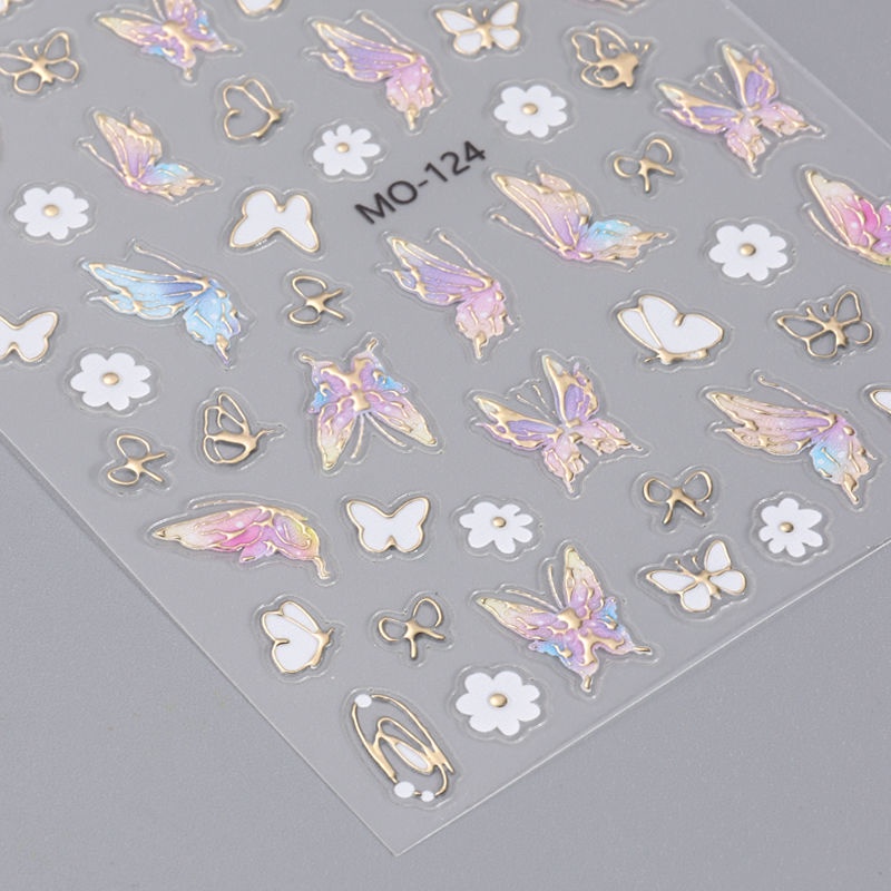 Miếng Dán Trang Trí Móng Tay Bằng Kim Loại Họa Tiết Trái Tim Sang Trọng