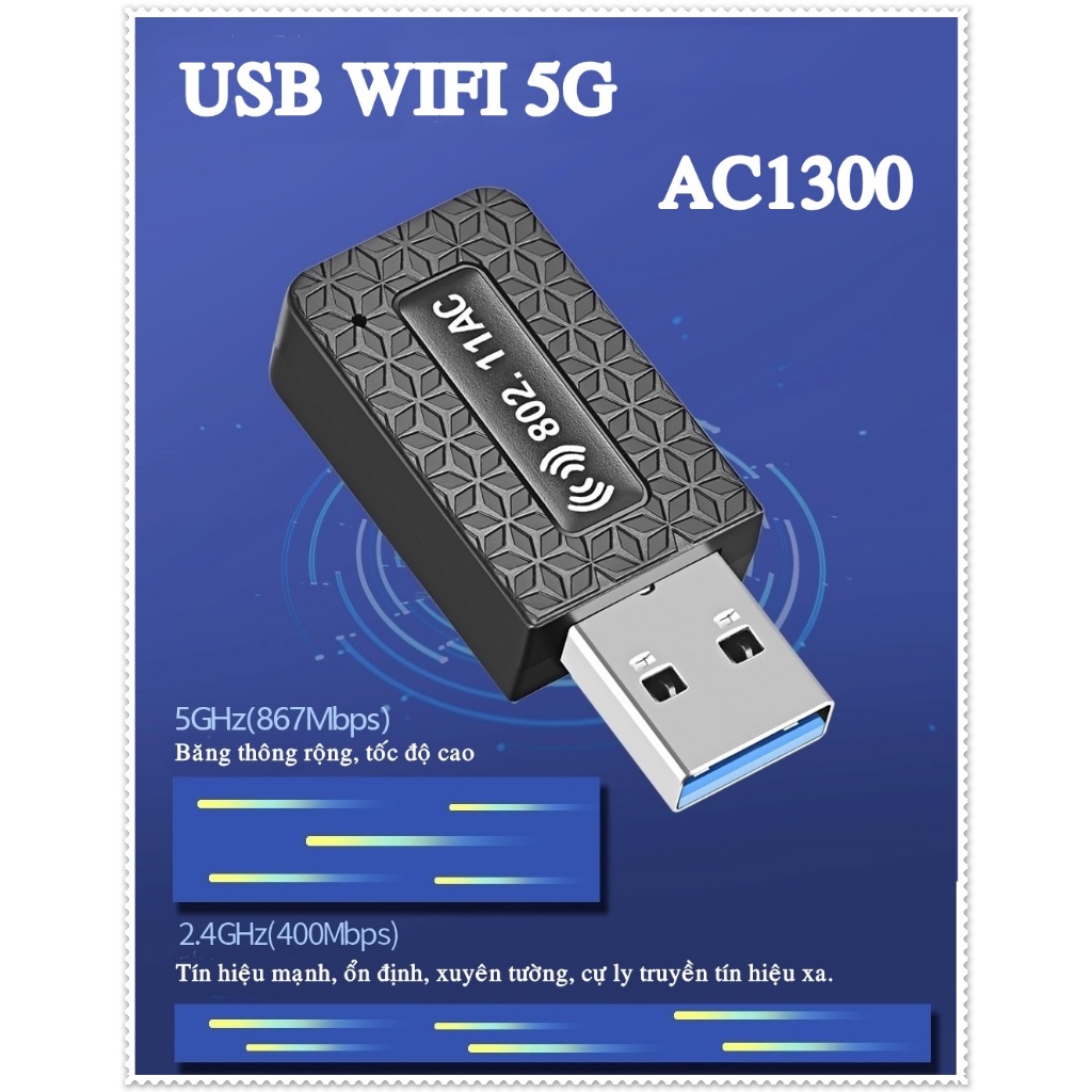 USB AC1300 & AC600 với AC300  thu sóng WIFI dùng cho máy tính xách tay-máy tính để bàn-máy tính bảng
