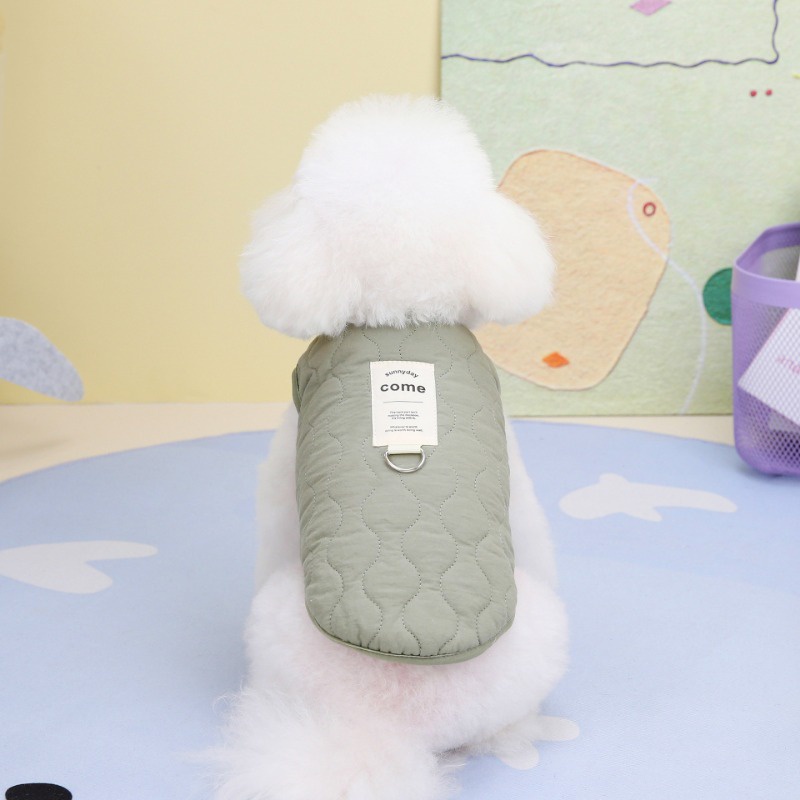 Áo Khoác cotton Dày Dặn Giữ Ấm Có Vòng Kéo Thời Trang Thu Đông Cho Thú Cưng