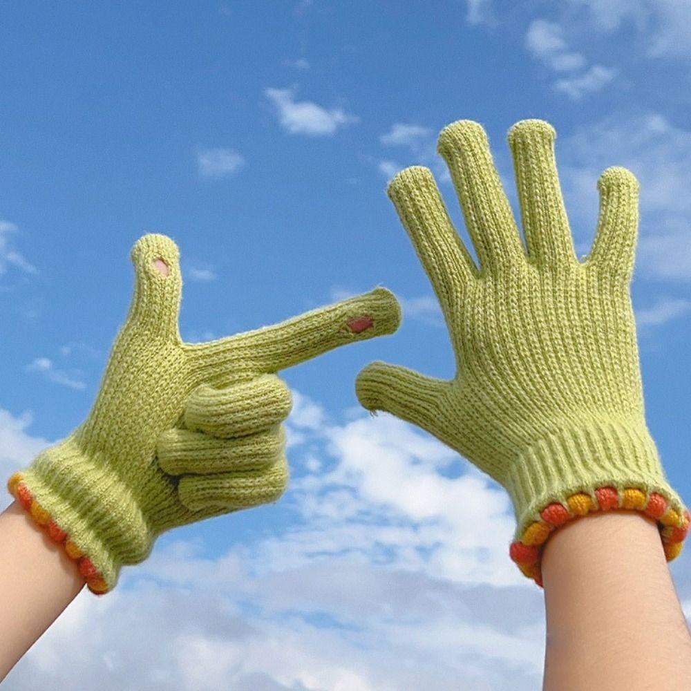 Găng Tay Dệt Kim Dày Dặn Giữ Ấm Có Thể Chạm Màn Hình Cảm Ứng Màu Sắc