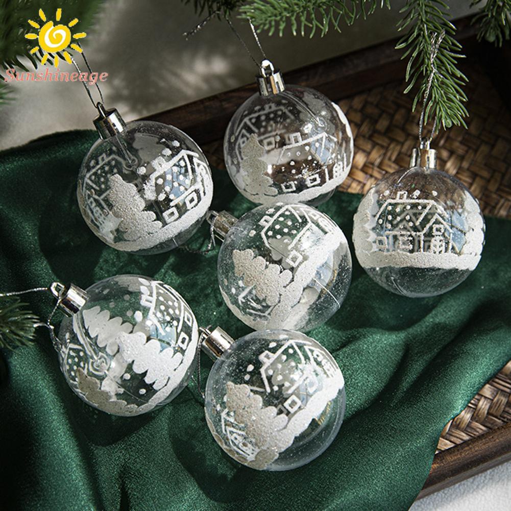 Hộp 6 Trái Châu Trong Suốt 6cm Trang Trí Cây Thông Noel