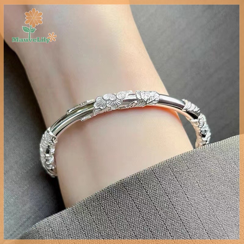 1 Vòng Tay Bạc Dạng Mở Hình Hoa Thời Trang Cho Nữ