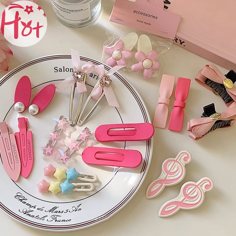 Jr Kẹp Tóc y2k Màu Hồng Xinh Xắn Đáng Yêu Cho Nữ vn