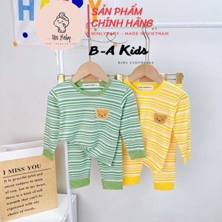 [7-28kg] Bộ Quần Áo Dài Tay Thu Đông Size Đại Cho Bé Vải Thun Lạnh Sọc Dệt Visco Cao Cấp Minlybaby Chính Hãng - BA7