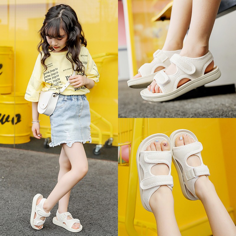 AYUER Xăng đan Vải Thoáng Khí Thời Trang Đi Biển Phong Cách Hàn Quốc Dành Cho Bé Trai Và Bé Gái