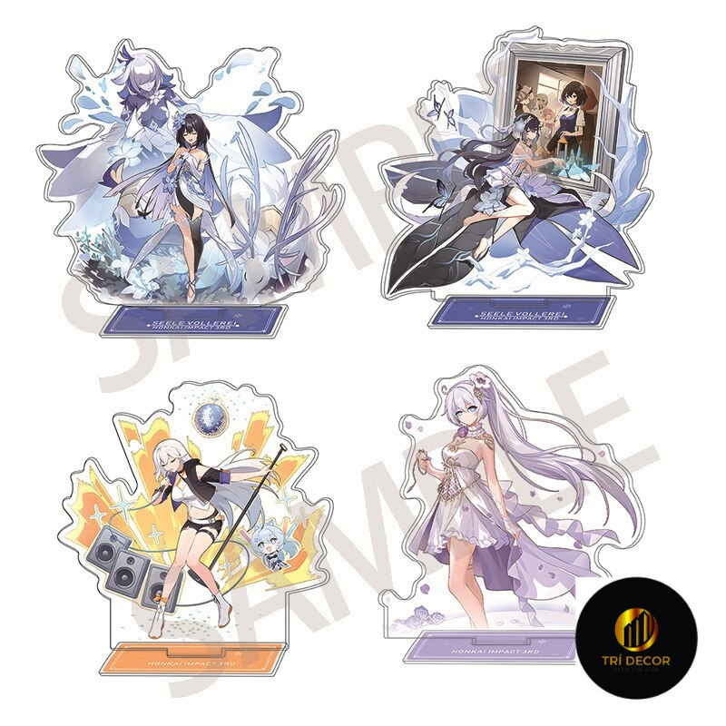 Mô hình Standee Honkai Impact 3 Standing Anime Susana Kiana Kaslana in hình nhân vật 2 mặt rõ nét decor để bàn