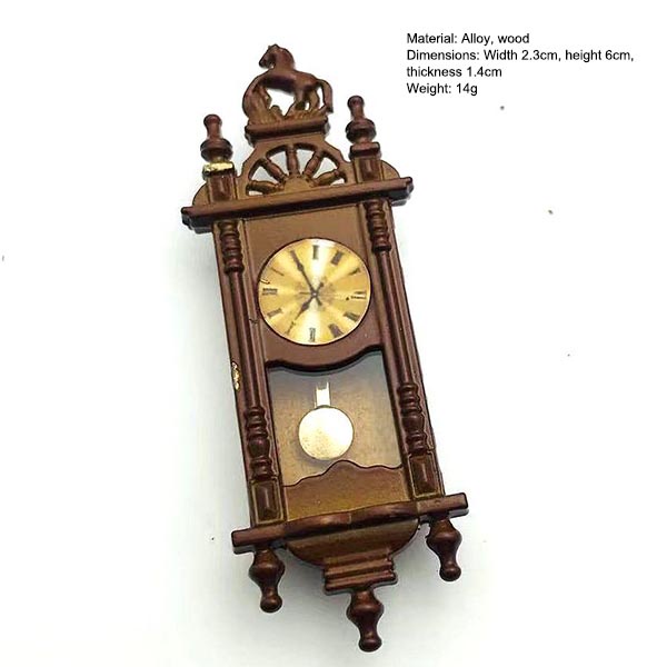 1:12 Scale Dollhouse Miniature Wooden Wall Clock Model Doll's House Furniture