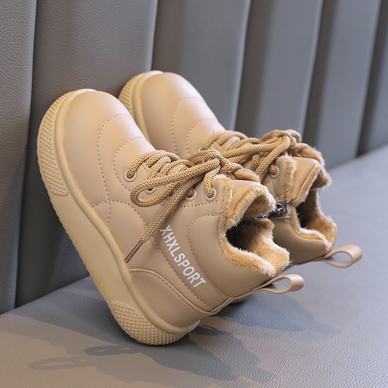 Giày Bốt Thể Thao Màu Trơn Mềm Mại Thời Trang Mùa Đông 2023 Cho Bé pu