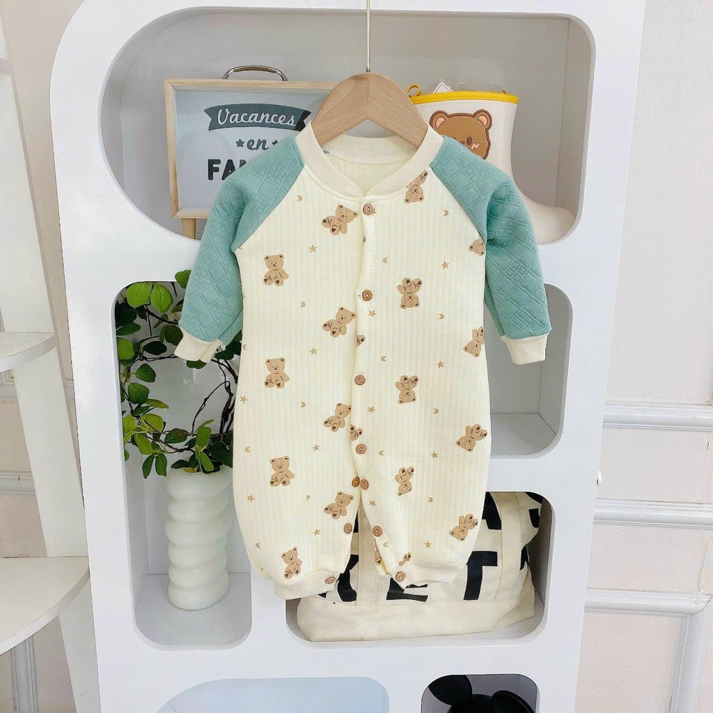 Body trần bông họa tiết cho bé mặc thời tiết thu đông