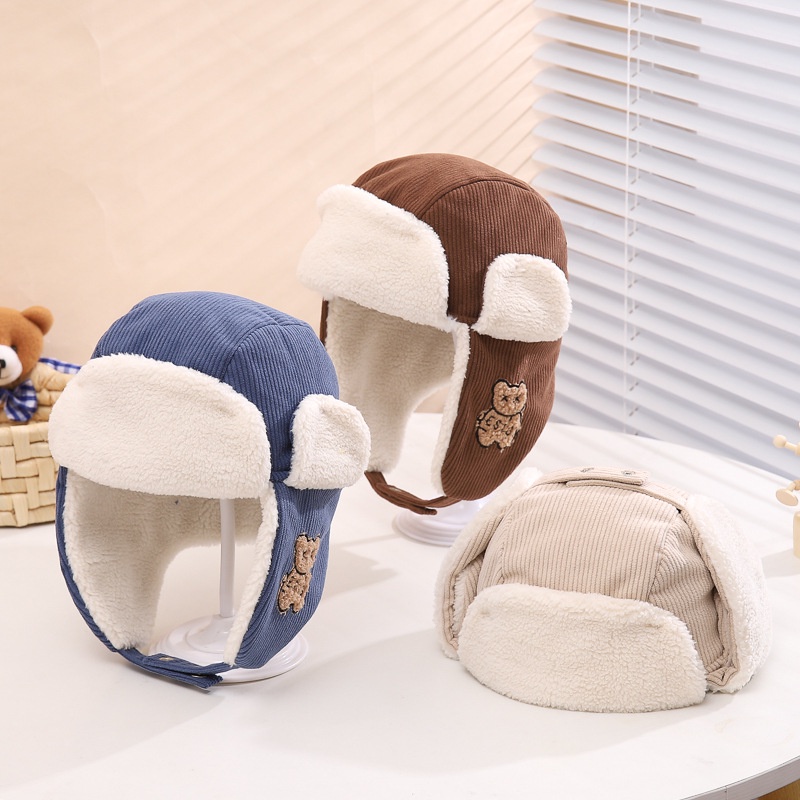 Mới Mũ Len Giữ Ấm Tai Hình Gấu Hoạt Hình Thời Trang Thu Đông Cho Bé Trai Và Gái