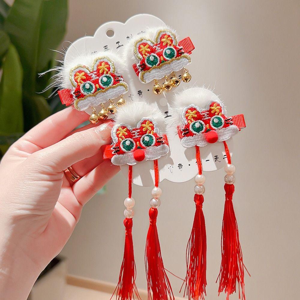 Kẹp Tóc Hình Nơ Tua Rua Phong Cách Trung Hoa Mừng Năm Mới Cho Bé