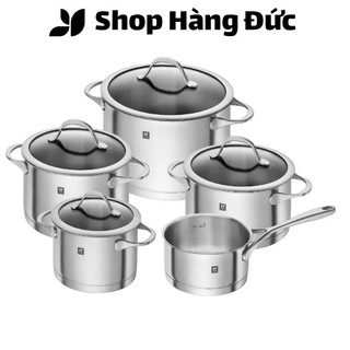 Bộ nồi đức zwilling essence 5 món, vung kính, dẫn nhiệt tốt, dùng cho mọi loại bếp, nhập đức, shop hàng đức