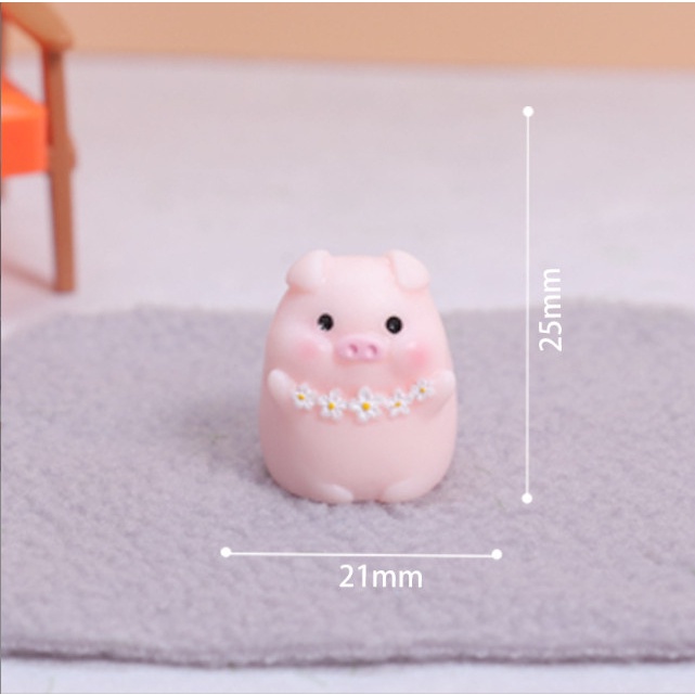 Tượng heo con bed time decor bàn học, terrarium