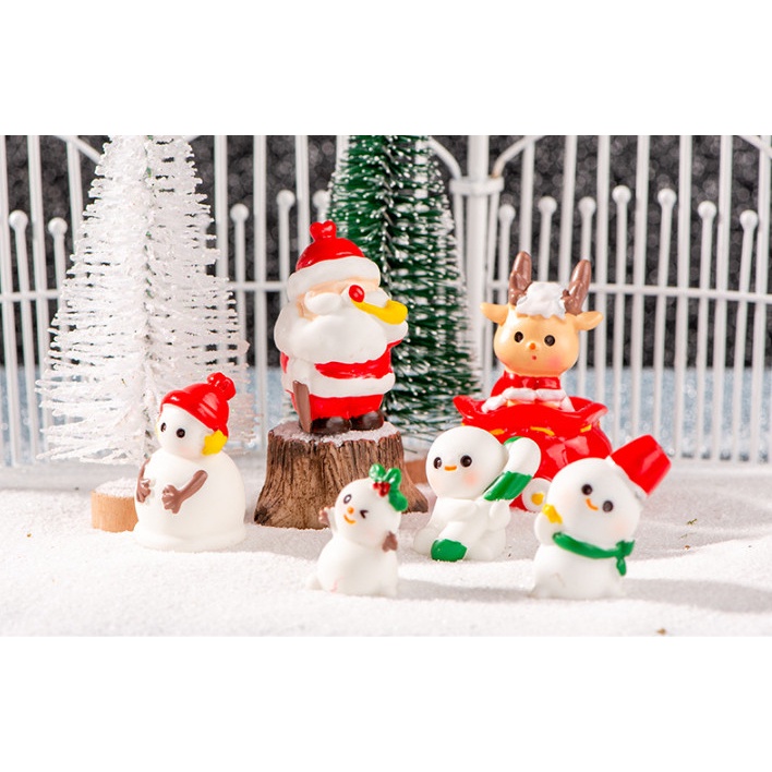 Tượng ông già Noel, người tuyết dễ thương decor terrarium giáng sinh, trang trí bàn V2