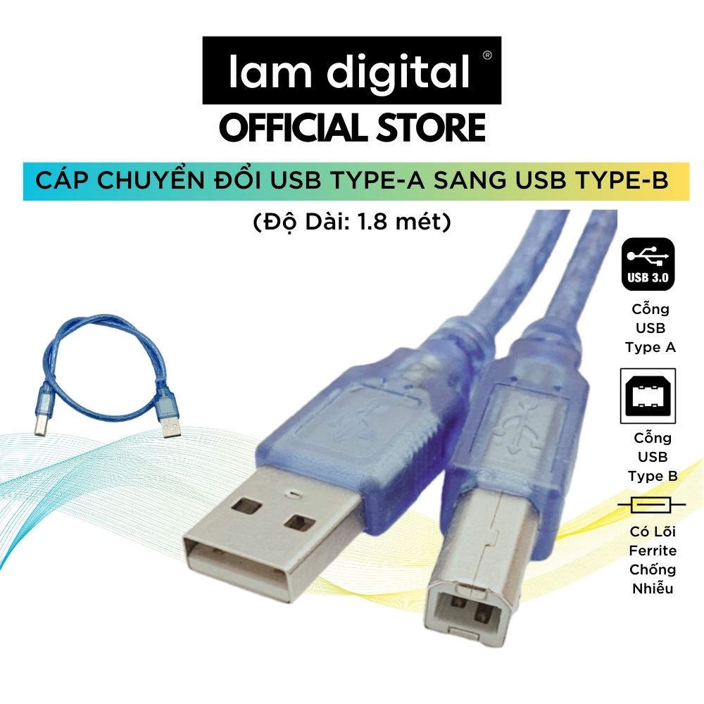 Cáp Chuyển Đổi Từ USB Type-A Sang USB Type-B Có Chống Nhiễu