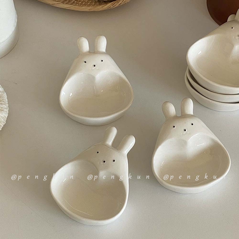 Đĩa Sứ Đựng Nước Chấm Hình Thỏ Hoạt Hình Ba Chiều Sáng Tạo