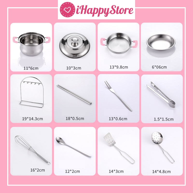 Bộ Đồ Chơi Nấu Ăn Cho Bé 48 Chi Tiết Mini Inox 304 - iHappyStore