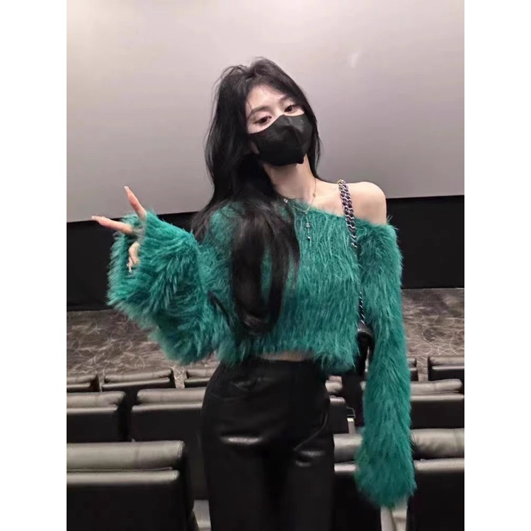 Áo sweater Tay Dài Dáng Rộng Hở Vai Quyến Rũ Cho Nữ # 10561