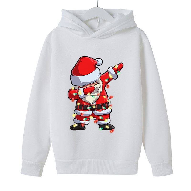 Áo Hoodie Tay Dài In Hình Ông Già Noel Hoạt Hình Dành Cho Trẻ Em
