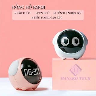 Đồng Hồ Báo Thức Điện Tử Để Bàn Mini Cute Emoji Kiêm Đèn Ngủ Cảm Biến Âm Thanh Có Biểu Tượng Cảm Xúc