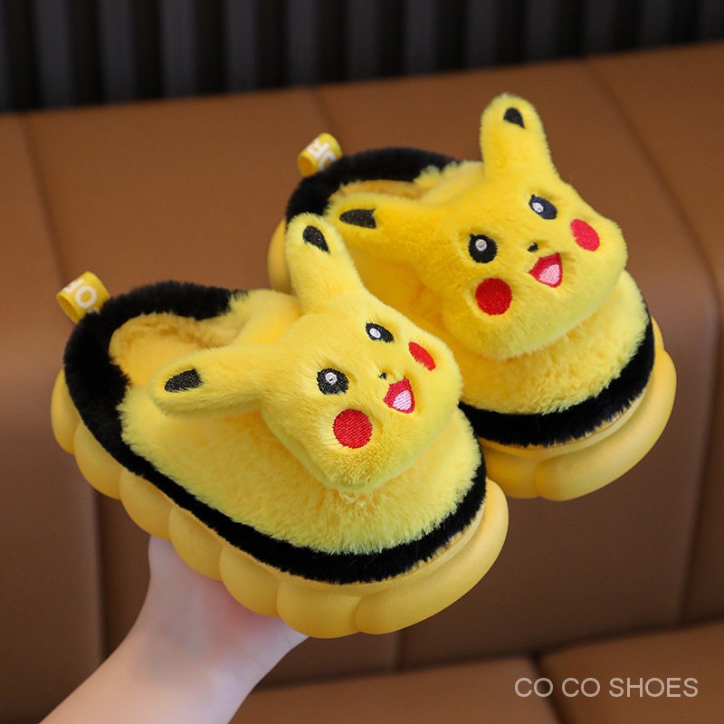 Dép cotton Đi Trong Nhà Chống Trượt Giữ Ấm Mùa Đông In Họa Tiết Hoạt Hình Dễ Thương Cho Bé Gái