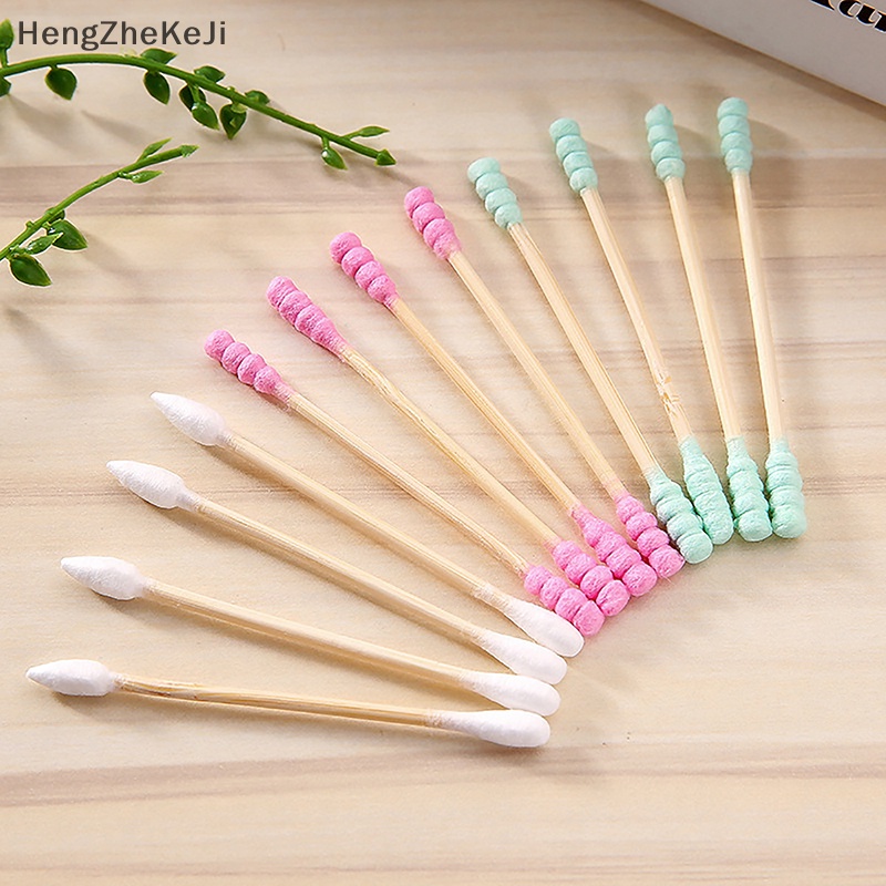 Set 100 Tăm Bông Hai Đầu Dùng Trang Điểm / Làm Sạch Tai / Mũi / Lỗ Chân Lông Chăm Sóc Sức Khỏe Cho Nữ hengzhekeji