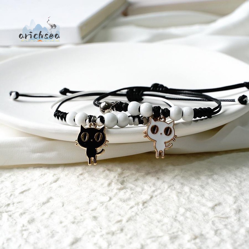 Vòng Tay Mặt Hình Mèo Mắt To Hoạt Hình Màu Trắng Đen Cổ Điển unisex  Mặt Dây Chuyền Trang Sức Quyến Rũ Hàng Bán Chạy