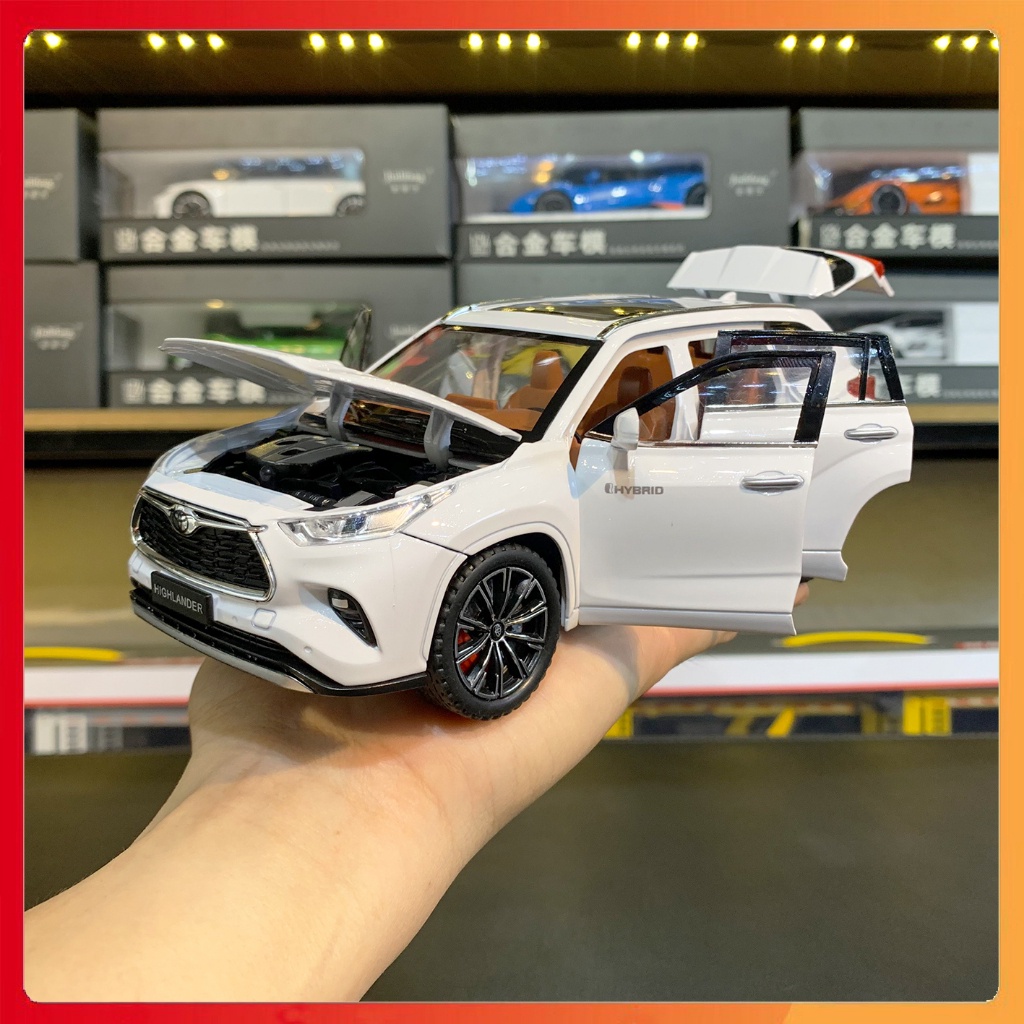 Mô hình xe Toyota Highlander 2023 tỉ lệ 1:24 Jinlifang tặng ô tô