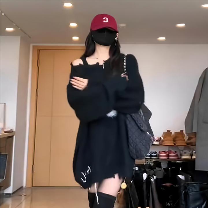Áo sweater Trễ Vai Phối Nơ Xinh Xắn Theo Phong Cách Thu Đông Dành Cho Nữ