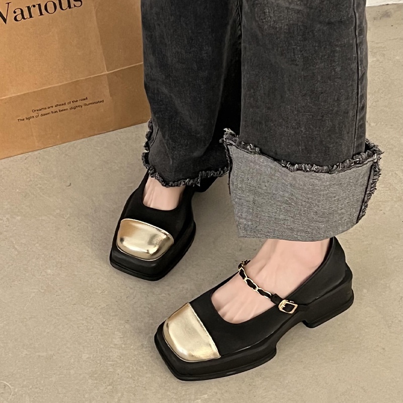 Giày Thể Thao Phong Cách hong kong Cao Cấp❥ Giày mary jane Đế Dày Có Dây Buộc Phong Cách retro Cho Nữ