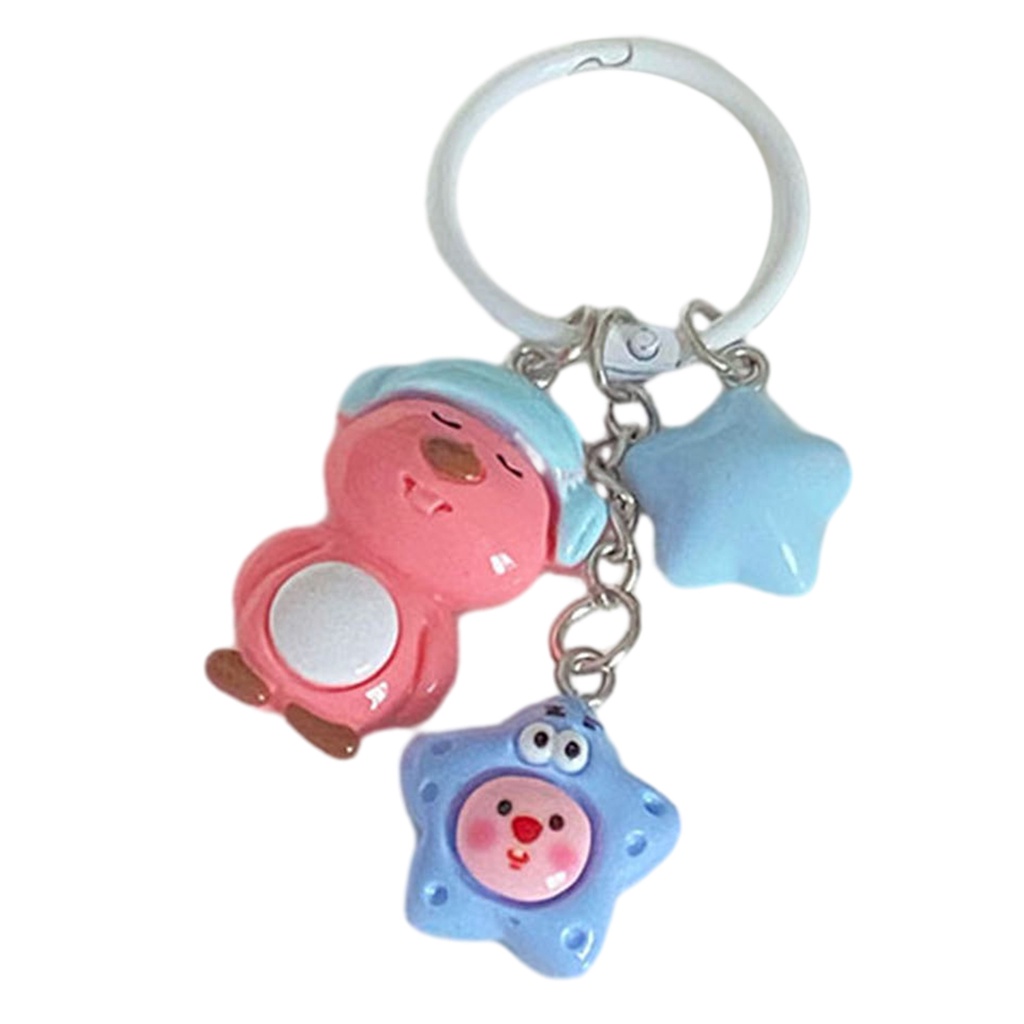 Loopy_vòng Móc Chìa Khóa Bằng Thép Không Gỉ Mịn Màng Họa Tiết Ngôi Sao Hoạt Hình Dễ Thương Nhẹ Nhàng Lên Màu Nhanh