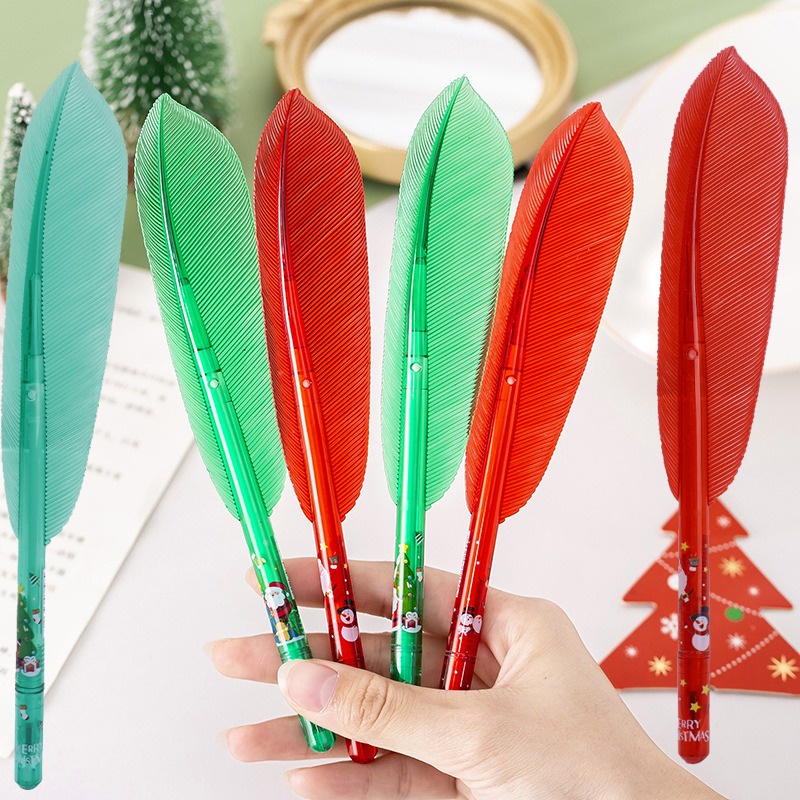 Bút Kí Tên Màu Đen Hình Cây Thông Noel / Lông Vũ Hoạt Hình Khô Nhanh Dùng Trong Trường Học / Văn Phòng Phẩm