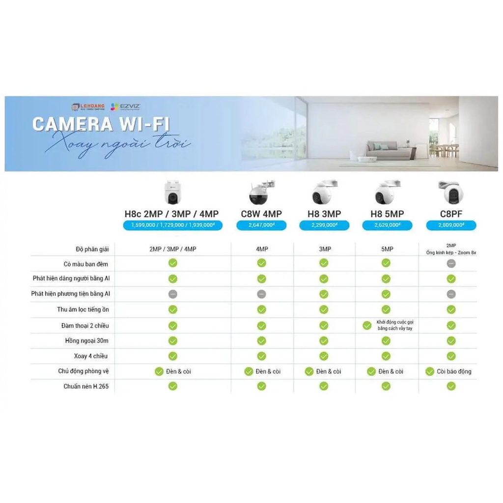 Camera Wifi EZVIZ H8 Pro 3K 5MP Siêu Nét - Xoay 360 Độ Ngoài Trời, Đàm thoại 2 Chiều - Hàng Chính Hãng