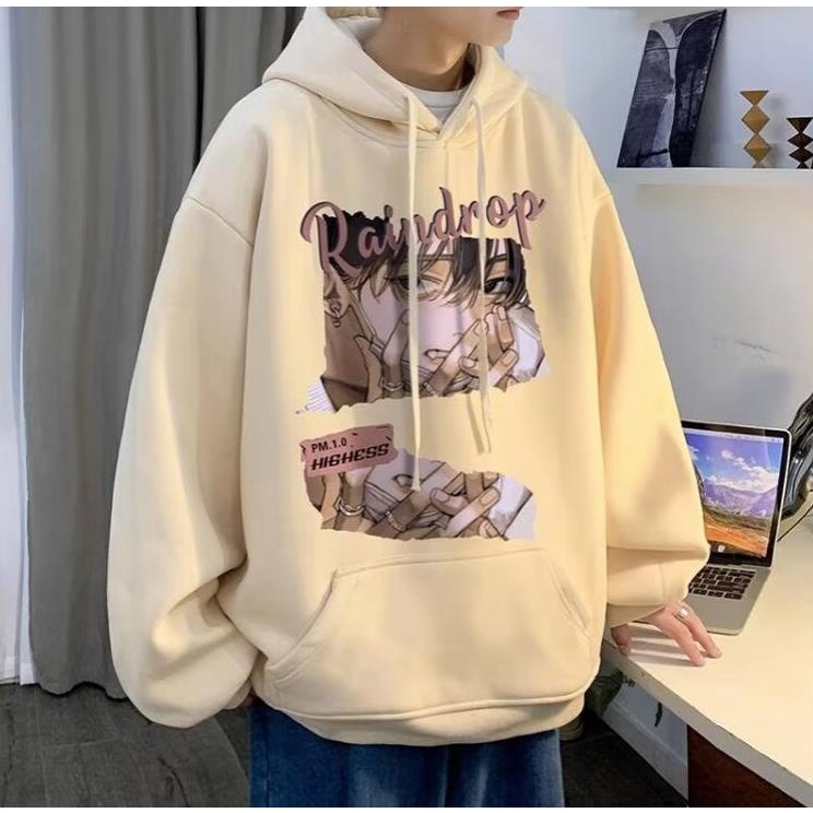 Áo hoodie dáng rộng thời trang cho nam size M-8XL cotton Mùa Thu Dáng Tay Dài In Họa Tiết Hoạt Hình Phong Cách Hàn Quốc Cho Cặp Đôi