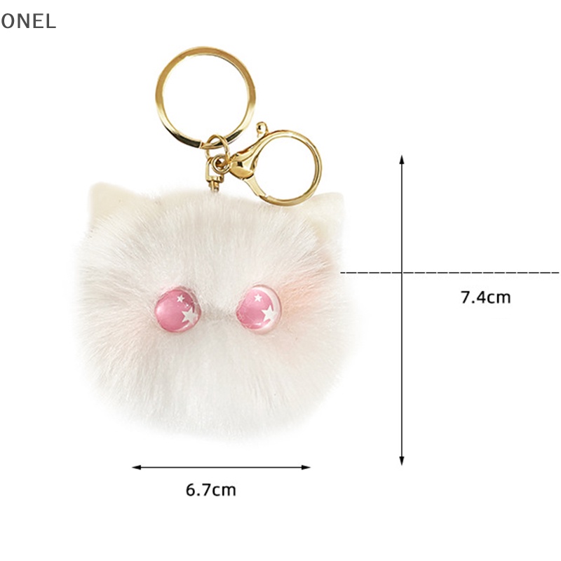 Móc Khóa Banh Lông Xù Hình Mèo Má Hồng onel Đáng Yêu Dành Cho Làm Quà Sinh Nhật vn