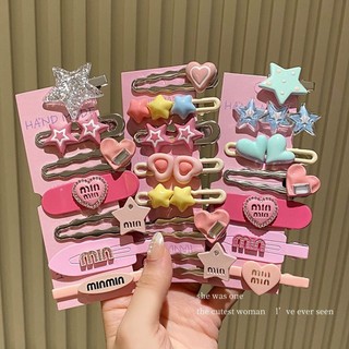 Set 7 kẹp tóc hồng Min Min, Set kẹp tóc mái Min hồng nhiều mẫu siêu xinh M93