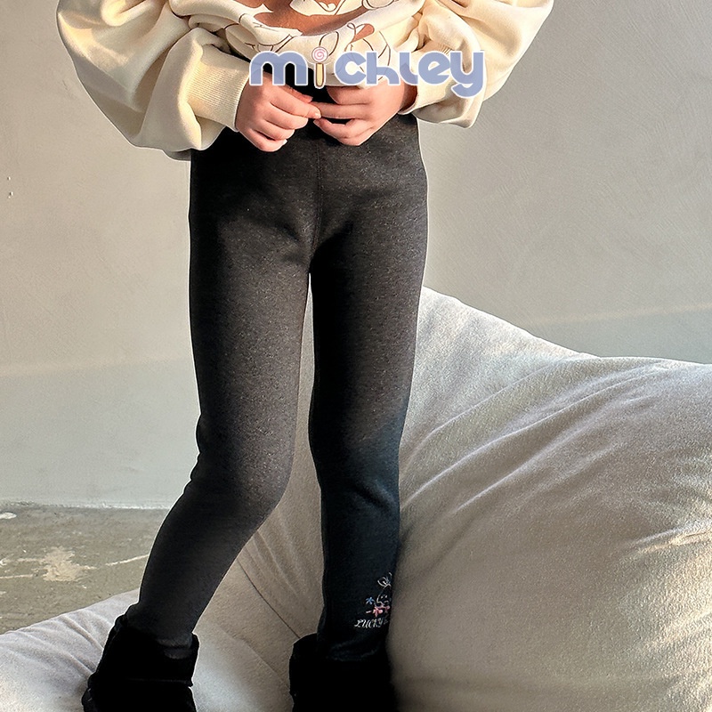 Michley Quần Legging Nhung Dày Dặn Thêu Hình Thỏ Dễ Thương Cho Bé Gái