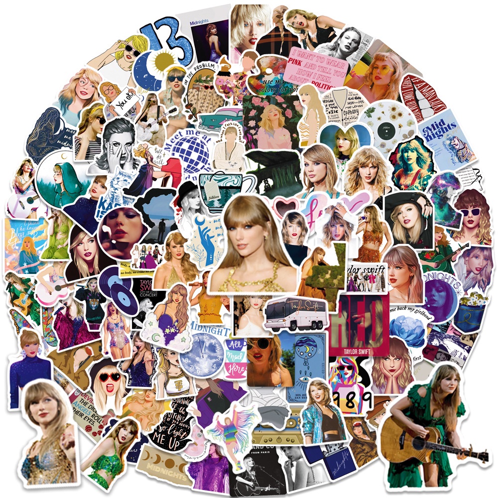 Bộ 60 / 100 / 200 Sticker Dán Trang Trí Mũ Bảo Hiểm Hình Ca Sĩ taylor swift