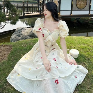 D.A.T Bigsize Đầm Maxi Hoa Nữ Bigsize , Váy Hoa Nữ Cổ Vuông Nơ Ngực 2 Tầng Lụa Hàn 2 Lớp Dành Cho Người Mập 50-90kg