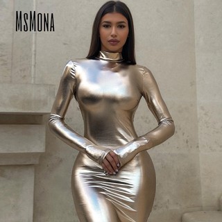 MsMona Nữ Thời Trang Mới Thường Ngày Gợi Cảm Lưng Màu Trơn Dài Tay