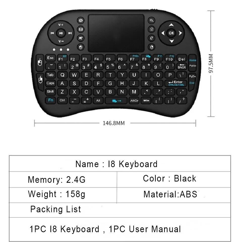 Bàn phím mini bluetooth kiêm chuột i8 - Bàn phím kiêm chuột không dây I8. I8 Mini Wireless Keyboard 2.4G Air Mouse